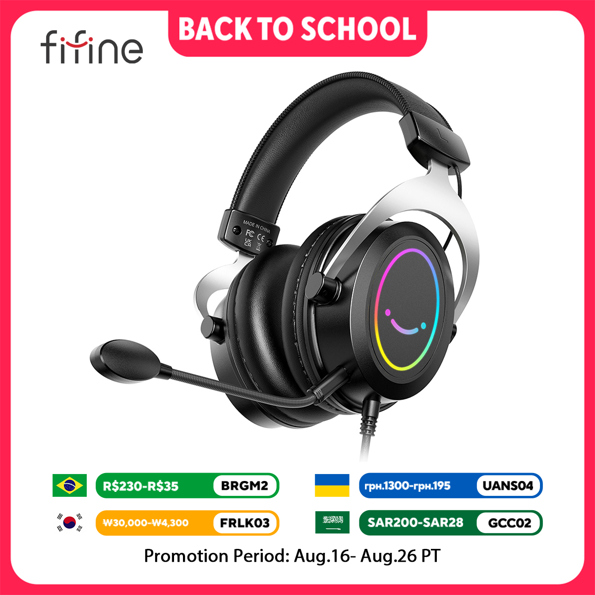 Pc Gaming Vs Ps5 - FIFINE Gaming-headset met dynamische RGB/MIC/in-line bediening,